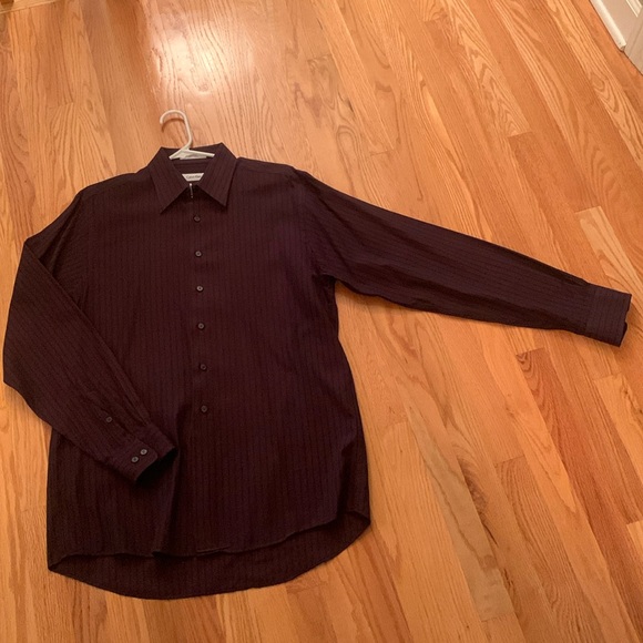 Men’s Calvin Klein Burgundy w/Stripe Button-down Shirt 15-1/2, 34/35 - Picture 5 of 11